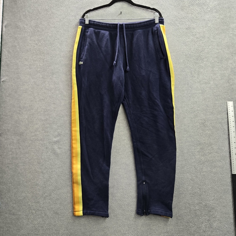 Lacoste Live Men Activewear Pants XL Blue Sweatpants Fleece Logo 27" Inseam